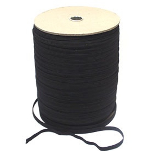 Black 16-cord Flat Woven Elastic, 12.5mm wide (Sold Per Metre)