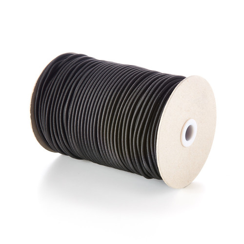 Black Round/Cord "Bungee Shock Cord" Elastic, 4mm wide (Sold Per Metre)