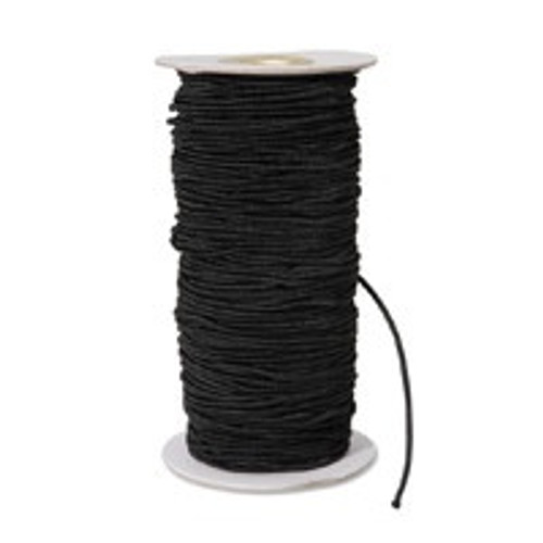 Black Round/Cord "Hat" Elastic, 1mm wide (Sold Per Metre)