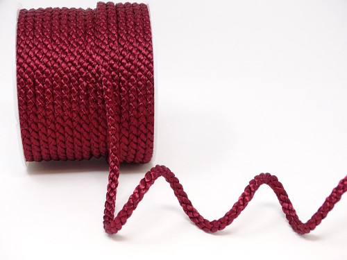 Burgundy Woven Satin Crepe Cord, 6mm wide (Sold Per Metre)