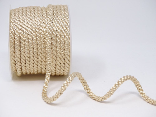 Cream Woven Satin Crepe Cord, 6mm wide (Sold Per Metre) Cream Woven Satin Crepe Cord, 6mm wide (Sold Per Metre)