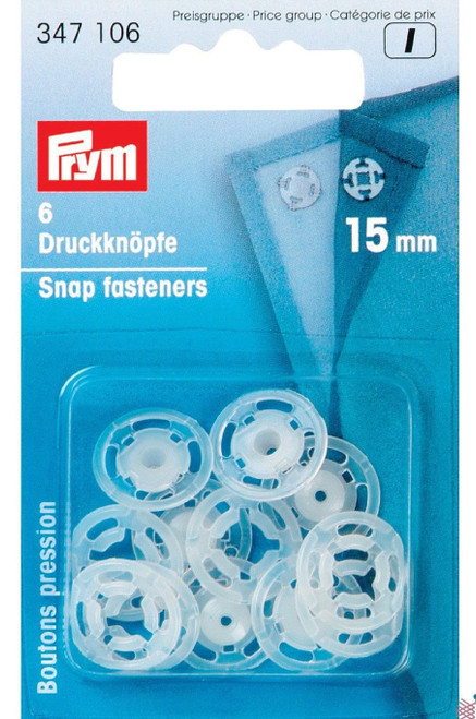 Large Acrylic Snap Fasteners, 15mm diameter (6 sets)