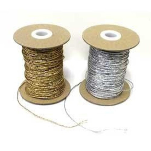 Metallic Silver Round/Cord "Hat" Elastic, 1mm wide (Sold Per Metre)