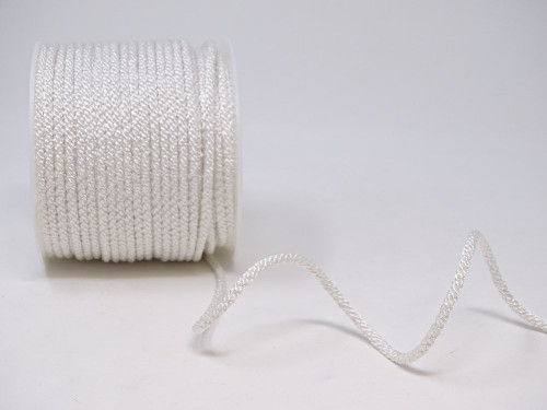 White Woven Satin Lacing Cord, 4mm wide (Sold Per Metre)