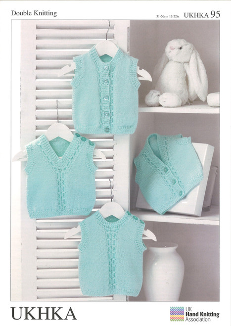 95 Baby Slip Over Waistcoat DK Knitting Pattern Size: 12-22"