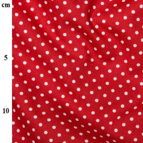 White Polka Dots on Red Cotton Poplin Fabric, 112cm/44in wide, Sold Per HALF Metre