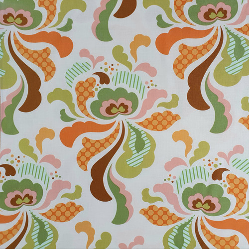 Freshcut "Orange" Groovy Floral Cotton Fabric, 112cm/44in wide, Sold Per HALF Metre Freshcut "Orange" Groovy Floral Cotton Fabric, 112cm/44in wide, Sold Per HALF Metre