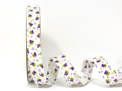 Grape Print Polycotton Bias Binding, 18mm wide, Sold Per Metre