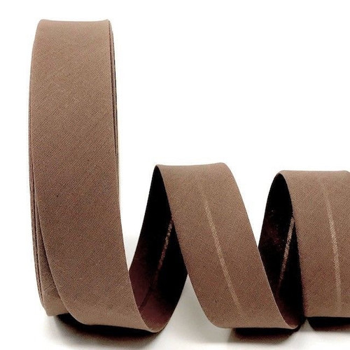 Walnut Brown Polycotton Bias Binding, 30mm wide, Sold Per Metre
