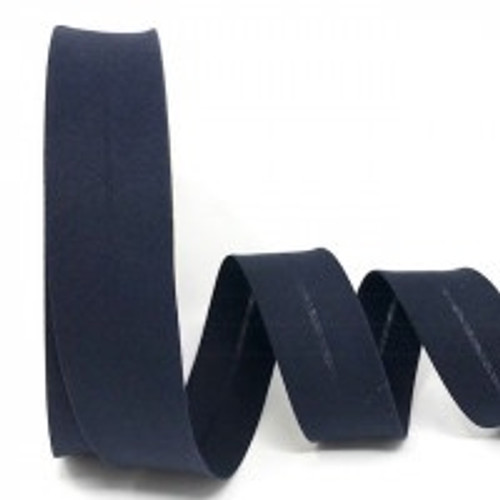 Dark Navy Polycotton Bias Binding, 30mm wide, Sold Per Metre