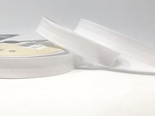 White Polycotton Bias Binding, 18mm wide, Sold Per Metre
