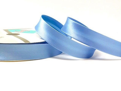 Powder Blue Satin Bias Binding, 18mm wide, Sold Per Metre