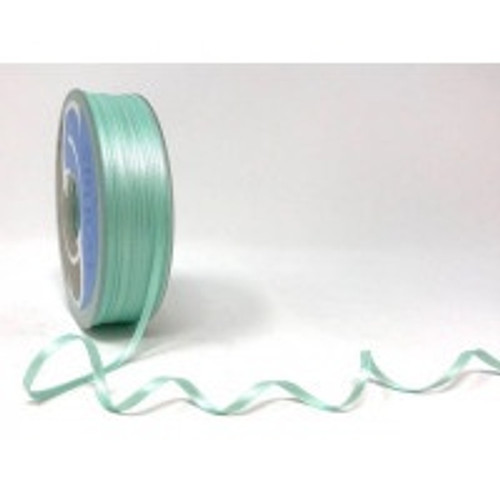 Aqua Satin Ribbon, 3mm wide, Sold Per Metre