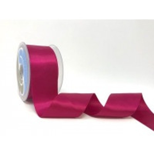 Cerise Satin Ribbon, 50mm wide, Sold Per Metre