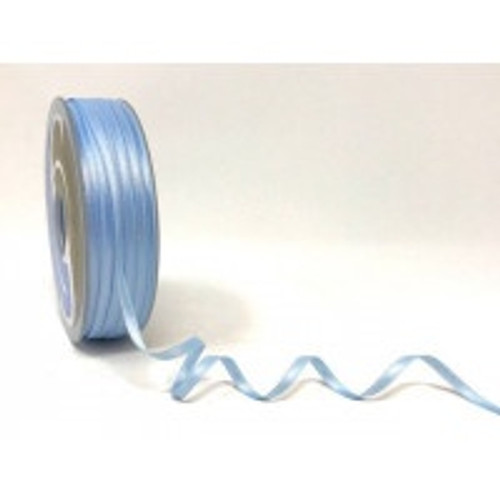 Pale Blue Satin Ribbon, 3mm wide, Sold Per Metre