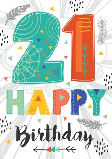 21 - 21st Happy Birthday Card 21 - 21st Happy Birthday Card