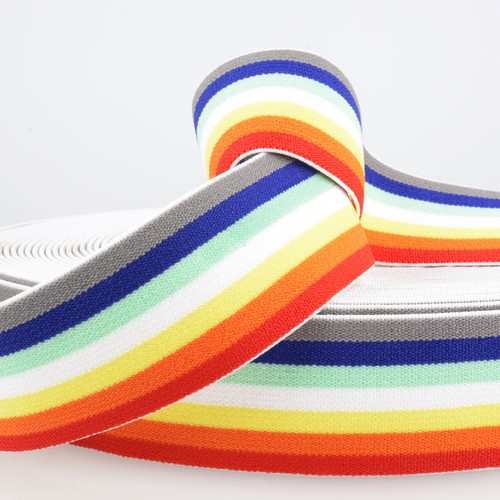 Elastic Rainbow Stripes 40mm (Sold Per Metre)