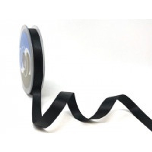 Black Satin Ribbon, 11mm wide, Sold Per Metre