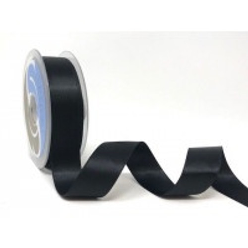 Black Satin Ribbon, 25mm wide, Sold Per Metre