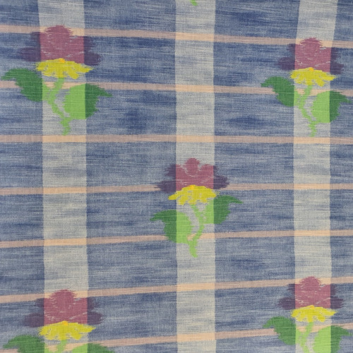 Hirani Flowers on Blue Check 100% Cotton Fabric, 140cm/55in wide, Sold Per HALF Metre Hirani Flowers on Blue Check 100% Cotton Fabric, 140cm/55in wide, Sold Per HALF Metre