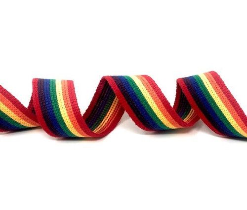 Rainbow Stripe Webbing, 34mm wide - Perfect for Bag Handles/Straps, Sold Per Metre