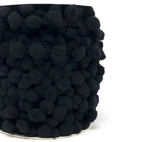 Black Large Pom Pom Trim, Sold Per Metre