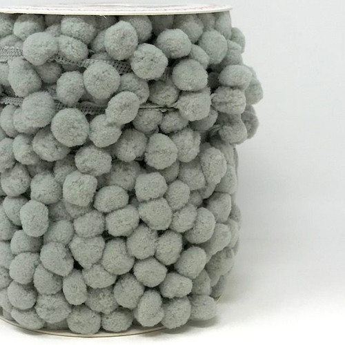 Grey Large Pom Pom Trim, Sold Per Metre Grey Large Pom Pom Trim, Sold Per Metre