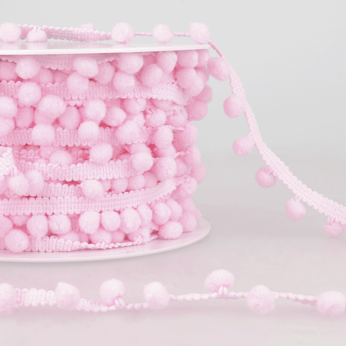 Light Pink Small (10mm) Pom Pom Trim, Sold Per Metre Light Pink Small (10mm) Pom Pom Trim, Sold Per Metre