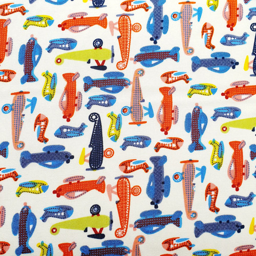 Jets & Planes on Cream Polycotton Fabric, 43in wide, Sold Per HALF Metre Jets & Planes on Cream Polycotton Fabric, 43in wide, Sold Per HALF Metre