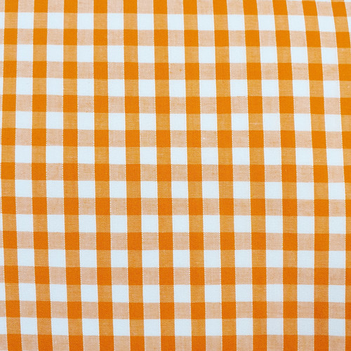 Orange & White Gingham (Medium) Polycotton Fabric, 43in wide, Sold Per HALF Metre Orange & White Gingham (Medium) Polycotton Fabric, 43in wide, Sold Per HALF Metre