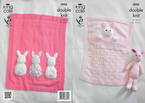 4006 Baby Pram & Cot Blankets and Bunny Rabbit Toy DK Knitting Pattern