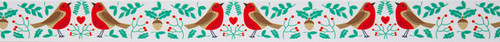Robins with Mistletoe on White Christmas Ribbon, 25mm wide, Sold Per Metre Robins with Mistletoe on White Christmas Ribbon, 25mm wide, Sold Per Metre