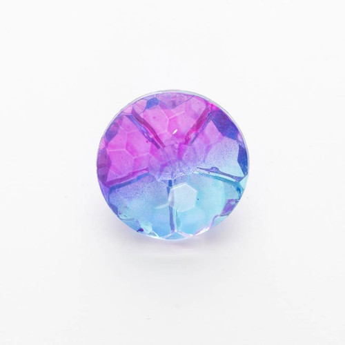 Blue & Purple Ombre Rainbow Faceted Buttons, 15mm Diameter, Sold Individually