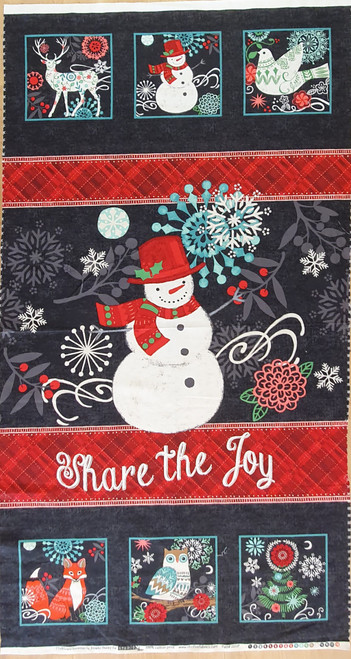 Chalkboard Snowman Share the Joy Christmas Quilting Panel Chalkboard Snowman Share the Joy Christmas Quilting Panel