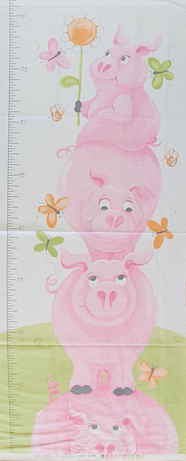 Pink Piggy Height Growth Chart Quilting Panel Pink Piggy Height Growth Chart Quilting Panel