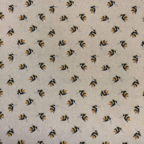 Bumble Bee (All-Over) Digital Print on Natural Linen-Look Panama Fabric, 140cm/55in wide, Sold Per HALF Metre Bumble Bee (All-Over) Digital Print on Natural Linen-Look Panama Fabric, 140cm/55in wide, Sold Per HALF Metre