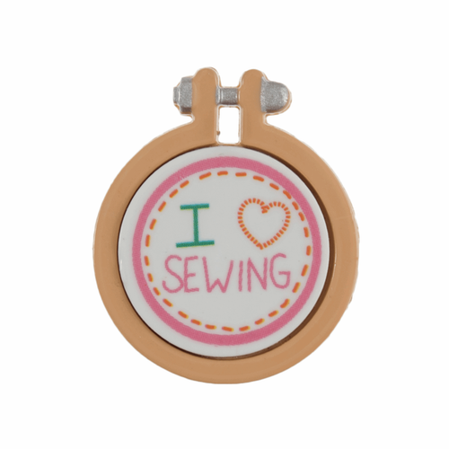 Magnetic Needle Minder "I Love Sewing" Mini Embroidery Hoop