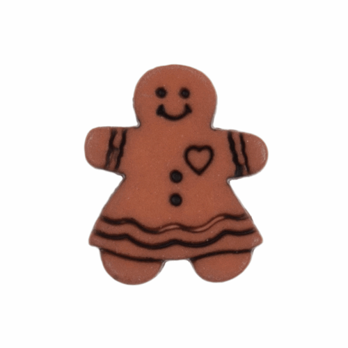 Gingerbread Woman Novelty Christmas Buttons, Sold Individually