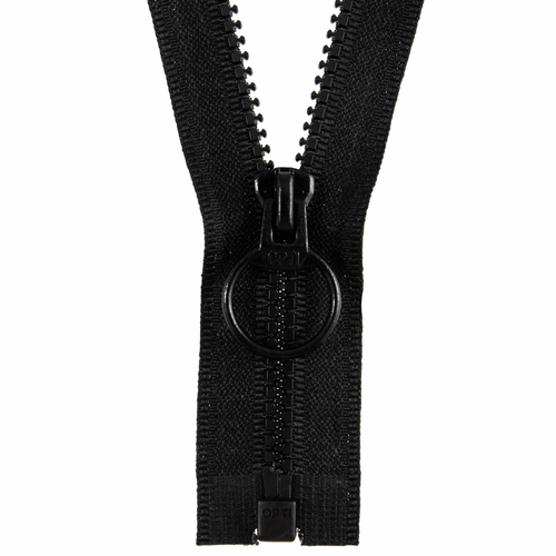 Black Lightweight Chunky Sport Open End Zip, 30cm/12in