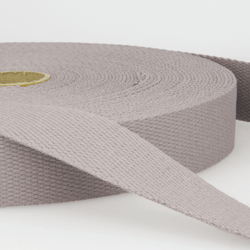 Medium Grey - 100% Cotton Woven Webbing, 25mm wide, Sold Per Metre