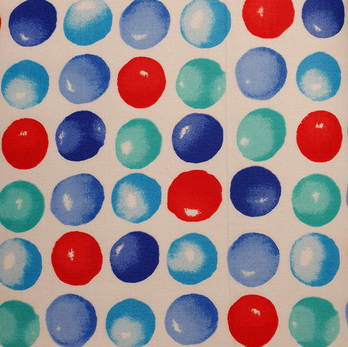 Red, Blue & Turquoise Bubble Dots on White 100% Cotton Poplin Fabric, 110cm/43in wide, Sold Per HALF Metre Red, Blue & Turquoise Bubble Dots on White 100% Cotton Poplin Fabric, 110cm/43in wide, Sold Per HALF Metre