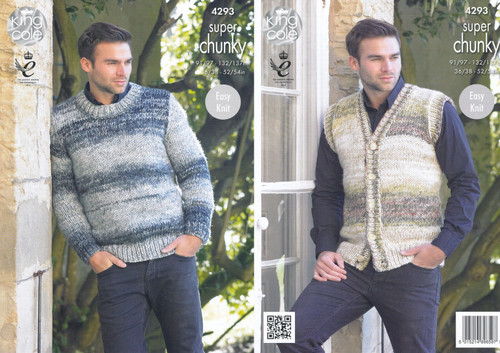 4293 Super Chunky Men's Jumper- Easy Knit Size: 91/97cm-132/137