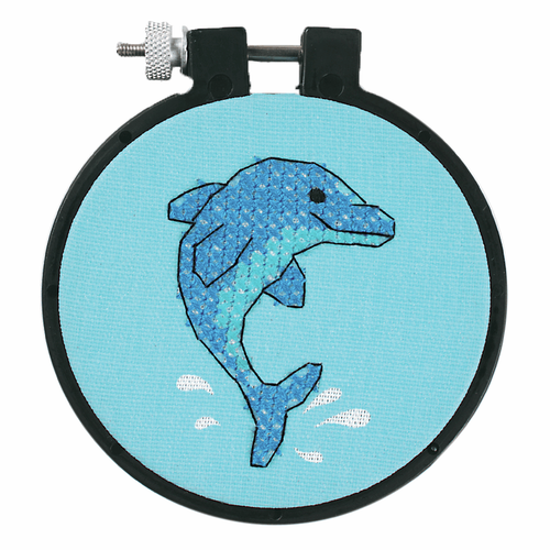 Learn-a-Craft: Stamped Cross Stitch Kit with Hoop: Dolphin Delight Learn-a-Craft: Stamped Cross Stitch Kit with Hoop: Dolphin Delight
