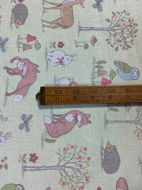 Woodland Animals on Lime 100% Cotton Fabric, 140cm/55in wide, Sold Per HALF Metre Woodland Animals on Lime 100% Cotton Fabric, 140cm/55in wide, Sold Per HALF Metre