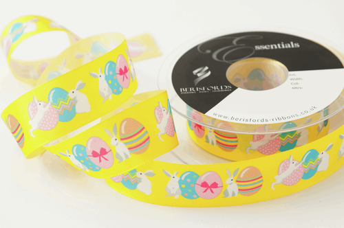 Easter Bunny Ribbon, 25mm wide, Sold Per Metre