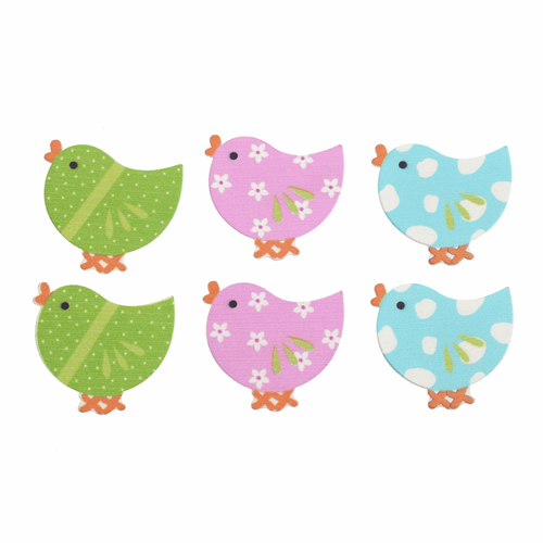 Spring Chicks Self-Adhesive Wooden Chicken Shaped Craft Embellishments, 6pc Spring Chicks Self-Adhesive Wooden Chicken Shaped Craft Embellishments, 6pc