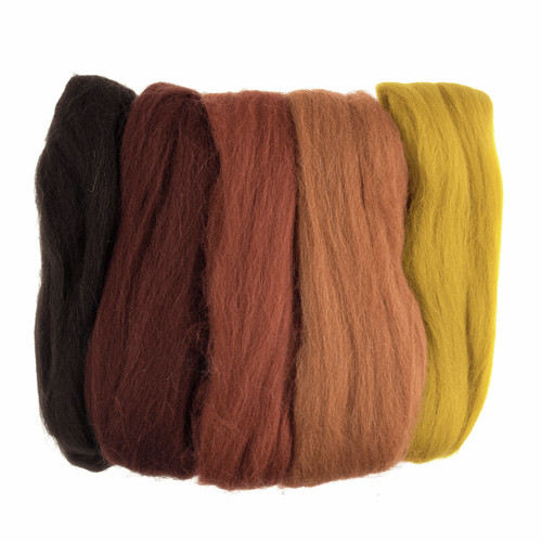 Assorted Autumn Needle Felting Wool Roving, 100% Wool, 50 grams