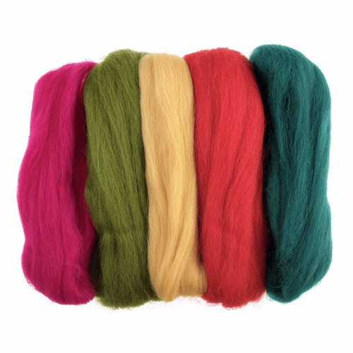 Assorted Bright Needle Felting Wool Roving, 100% Wool, 50 grams Assorted Bright Needle Felting Wool Roving, 100% Wool, 50 grams