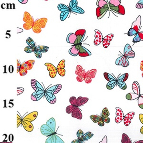 Bright Butterflies on Ivory 100% Cotton Poplin Fabric, 112cm/44in wide, Sold Per HALF Metre Bright Butterflies on Ivory 100% Cotton Poplin Fabric, 112cm/44in wide, Sold Per HALF Metre