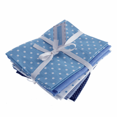 Blues Cotton/Linen Blend Fat Quarter Fabric Bundle, 5 Pieces